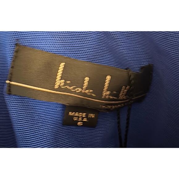 Nicole Miller Blue V-neck & Back Sheath Evening Gown Size 6 NWT - Picture 7 of 8